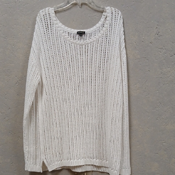 Talbots Sweaters - Talbots Medium New White Open Weave Scoop Neck Knit SweaterTunic NWOT